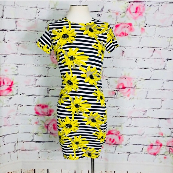 French Connection Dresses & Skirts - French connection striped t shirt dress w flowers